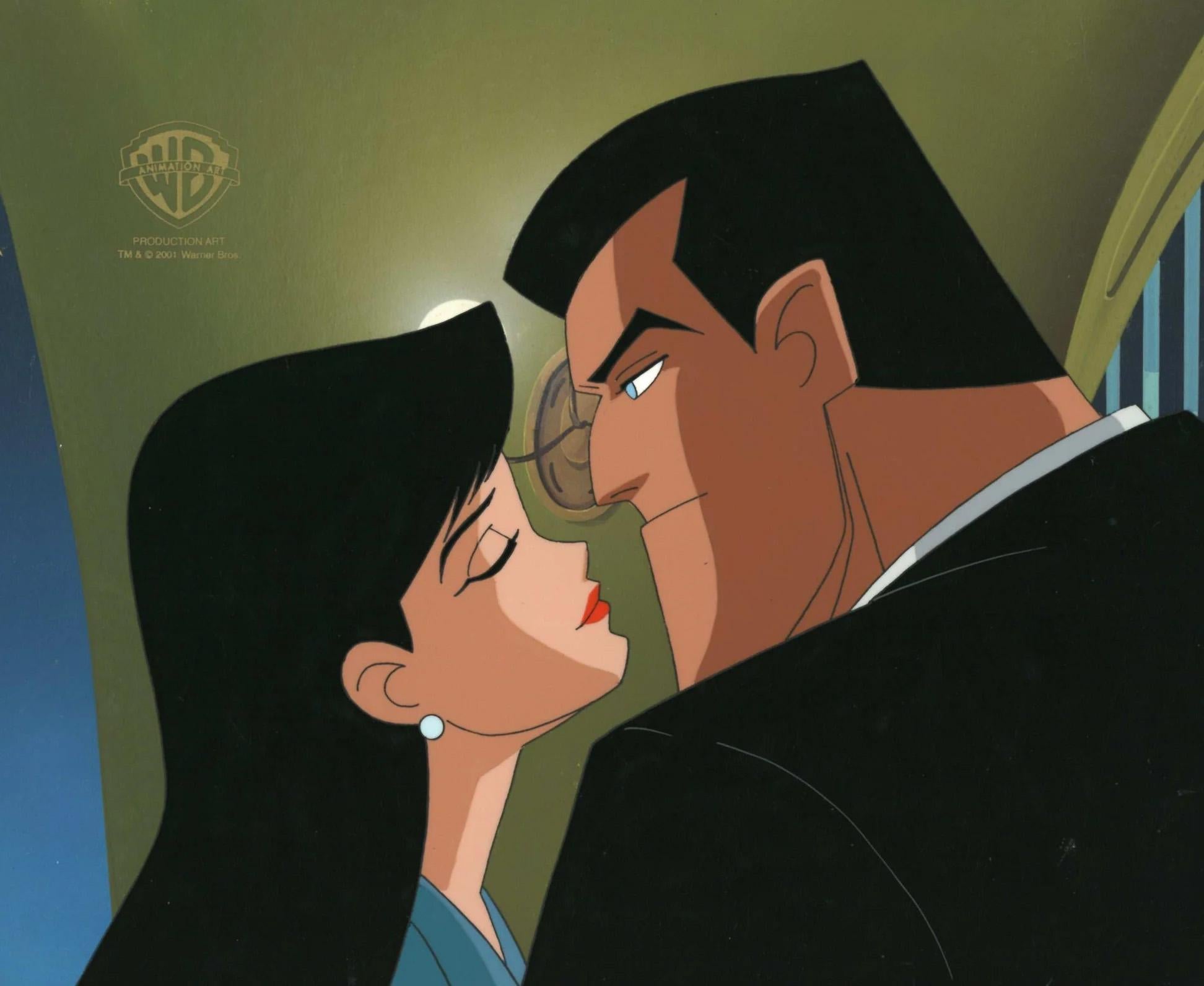Superman Animated Series Original Cel and Background: Bruce Wayne, Lois Lane - Art by DC Comics Studio Artists