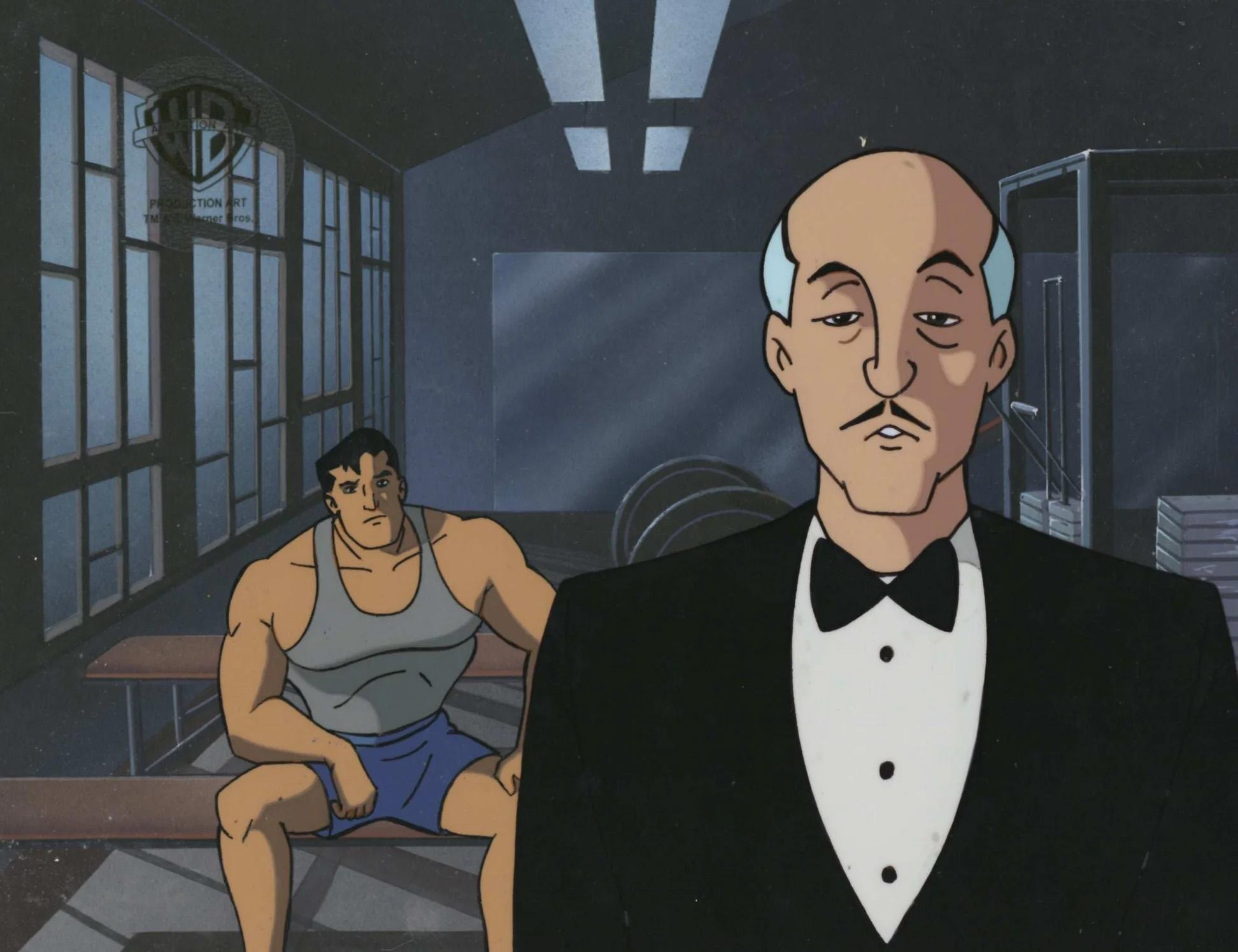 Batman The Animated Series Original Cel and Background: Bruce Wayne, Alfred - Art by DC Comics Studio Artists