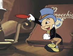 Jiminy Cricket Original Cel mit passender Zeichnung, signiert Preston Blair