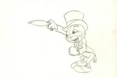 Jiminy Cricket Original Cel With Matching Drawing signed Preston Blair