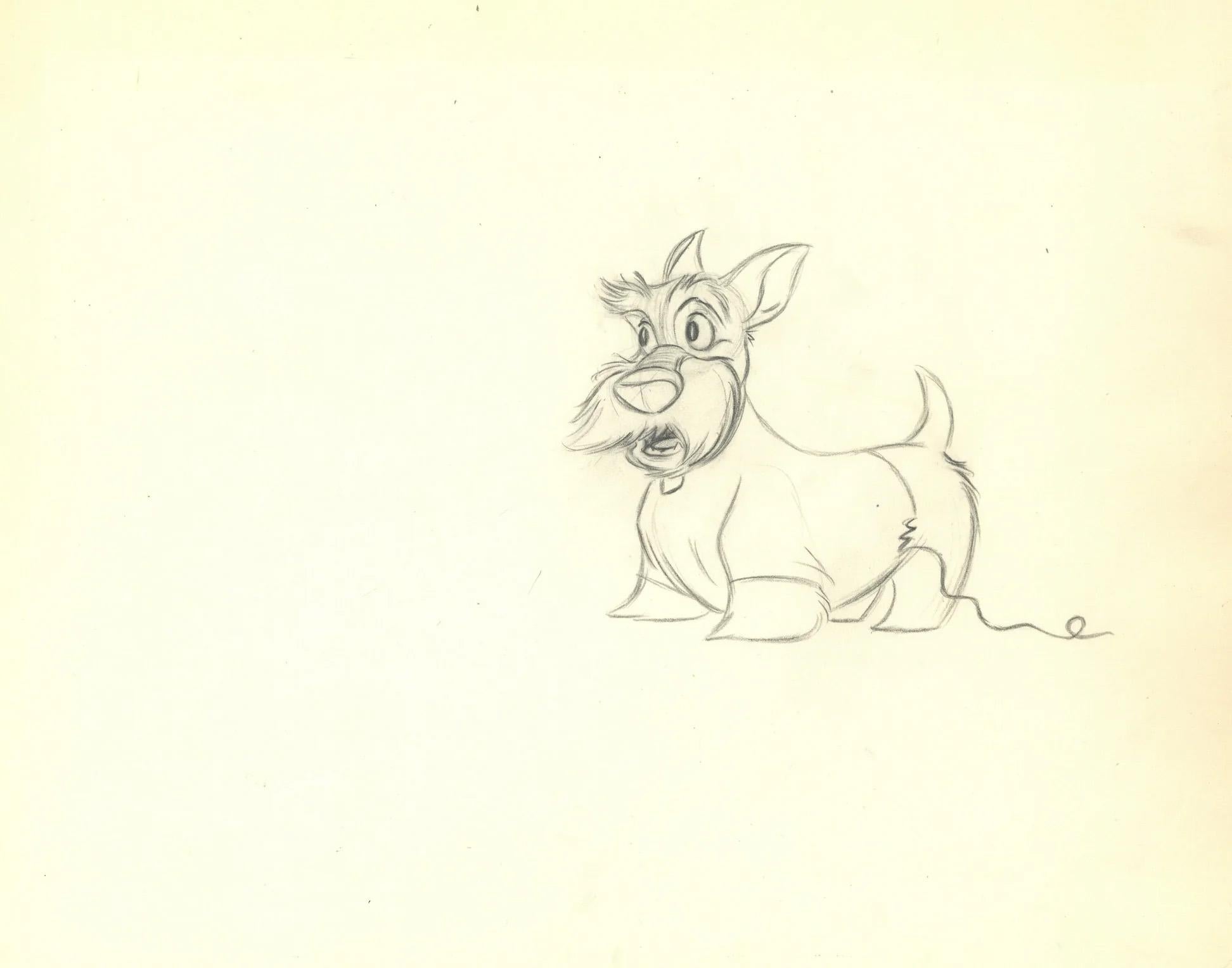 Lady and the Tramp Original Production Drawing: Jock - Art by Walt Disney Studio Artists