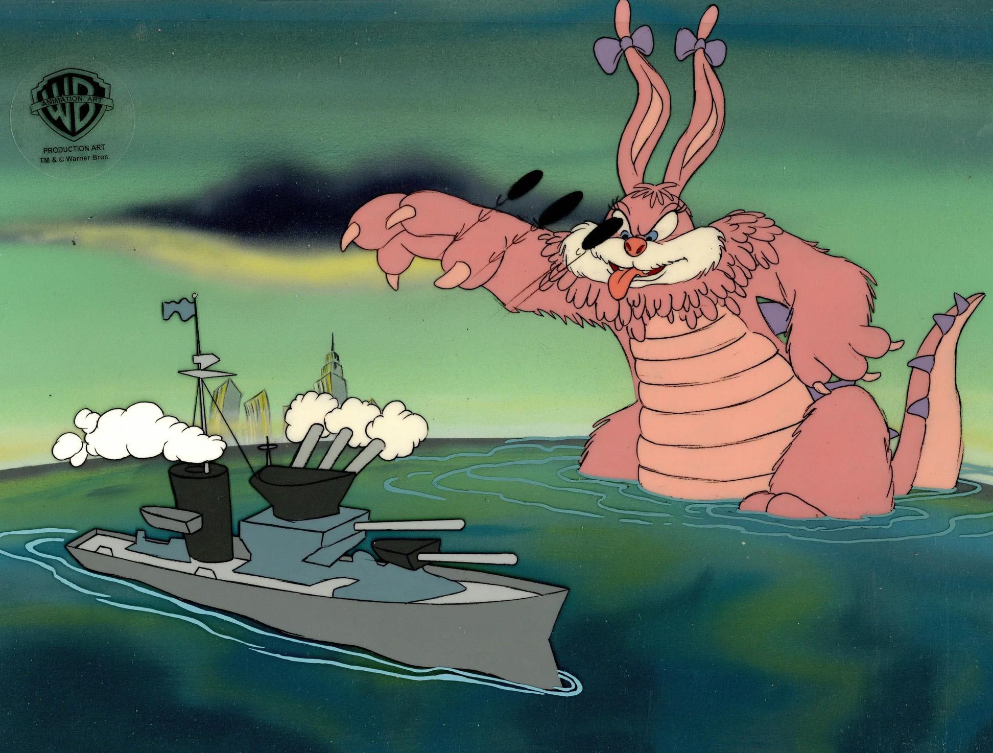 Tiny Toons Produktionscel auf handbemaltem Originalgrund: Babs Bunny – Art von Warner Bros. Studio Artists
