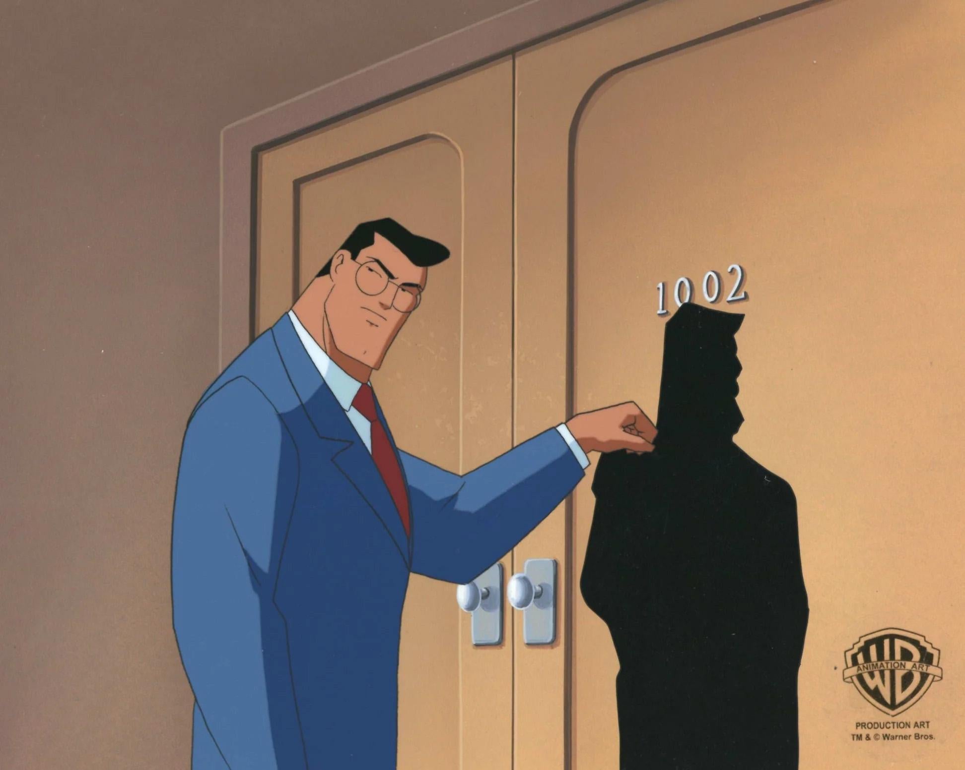 Superman the Animated Series Original Cel and Background: Clark Kent - Art by DC Comics Studio Artists