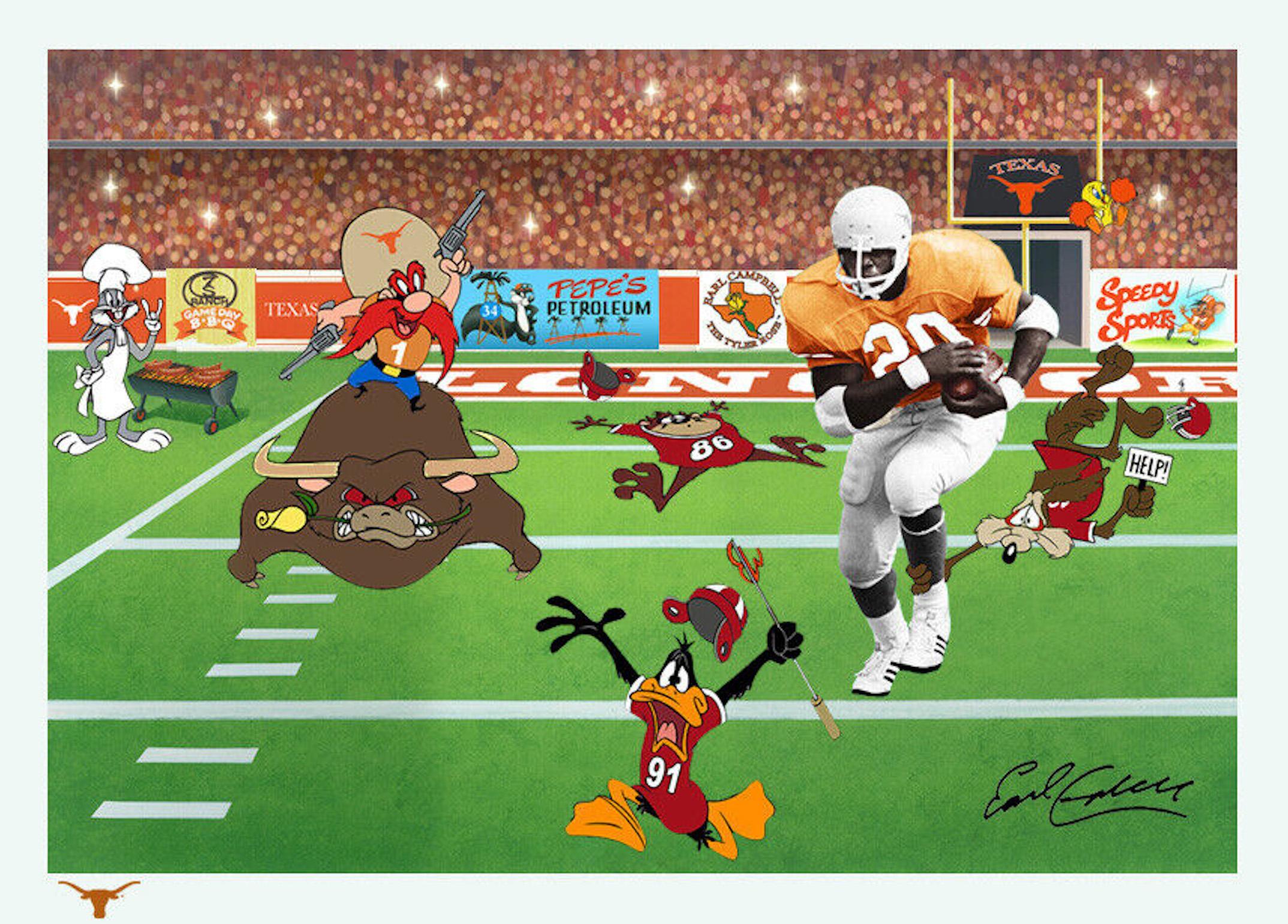 The Unstoppable: Limited Edition Cel signed by Earl Campbell - Art by Looney Tunes Studio Artists