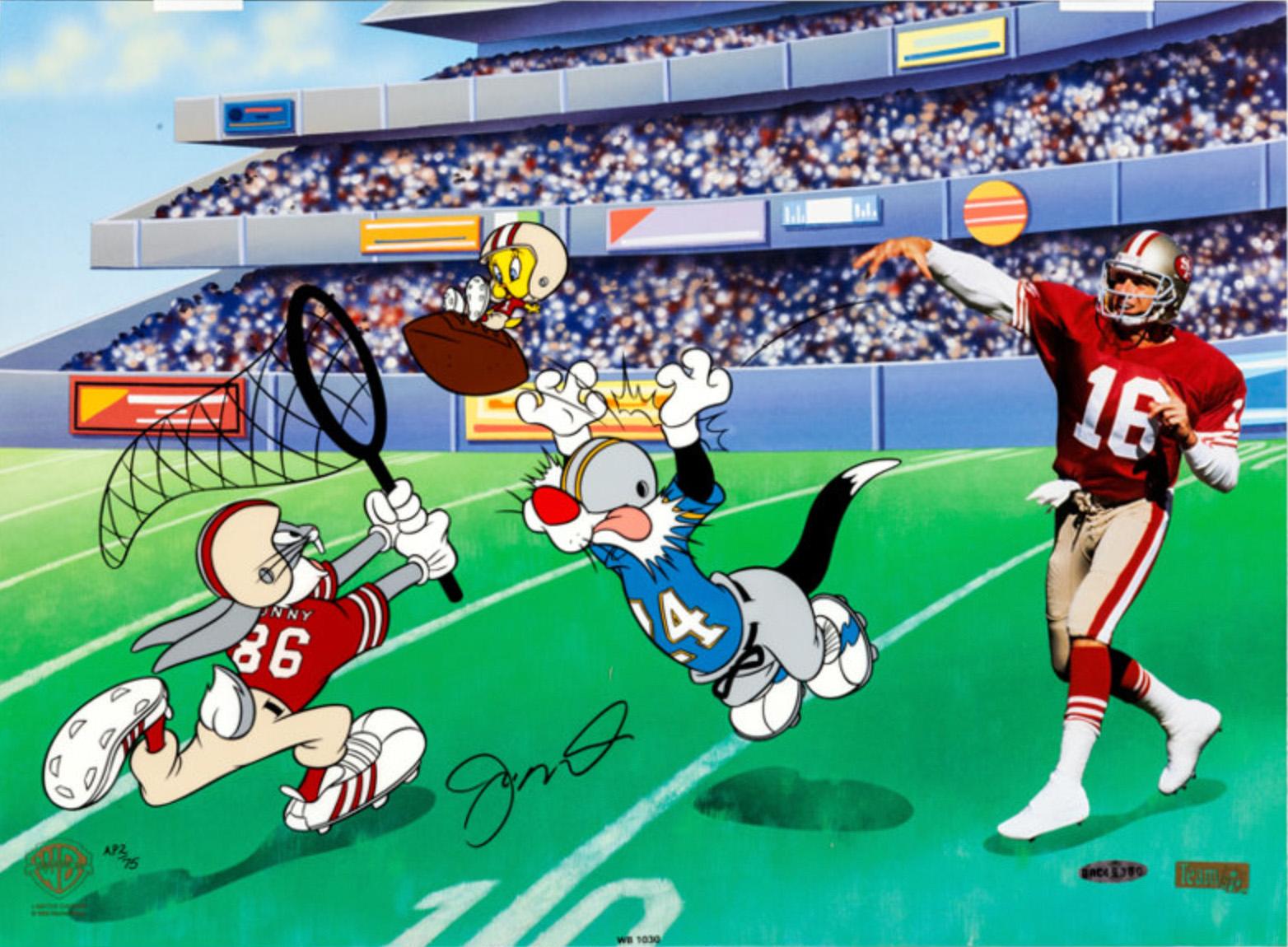 Catch the Birdie: Limited Edition Cel Signed By Joe Montana, #75 of 75 - Art by Looney Tunes Studio Artists