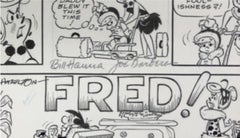 Original Syndicated Flintstone Comic Strip Signed By Hanna and Barbera