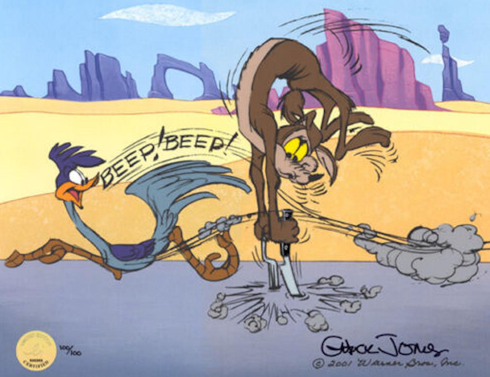 Fast and Famished: Wile Coyote + Road Runner Limited Edition Cel - Art by Chuck Jones