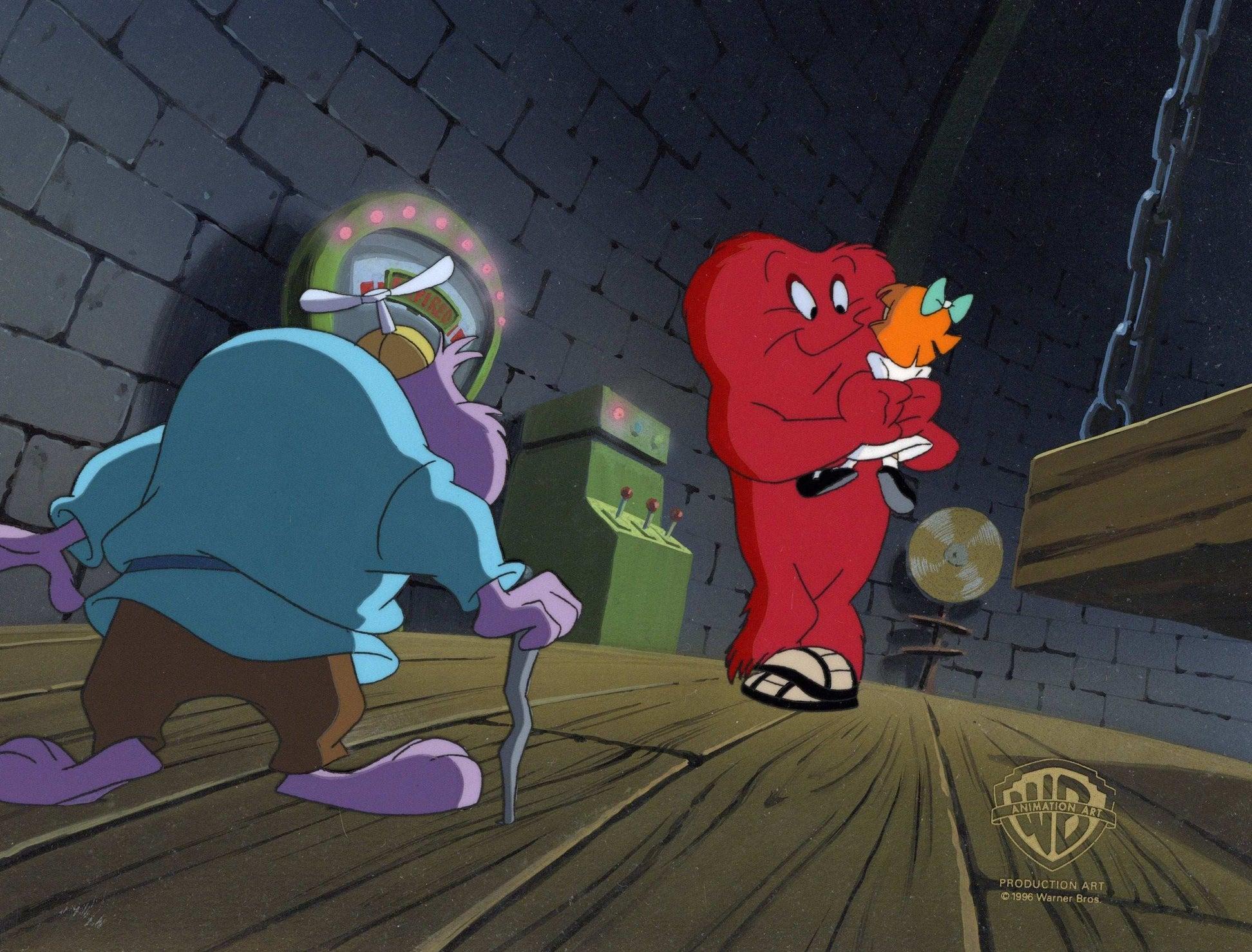 Tiny Toons Production Cel on Original Background: Elmyra, Gossamer, Dizzy Devil - Art by Warner Bros. Studio Artists