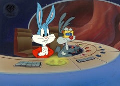 Vintage Tiny Toons Original Cel and Background: Buster Bunny and Calamity Coyote