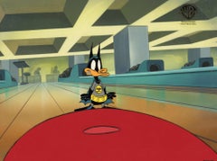 Vintage Tiny Toons Production Cel on Original Hand-Painted Background: Batduck