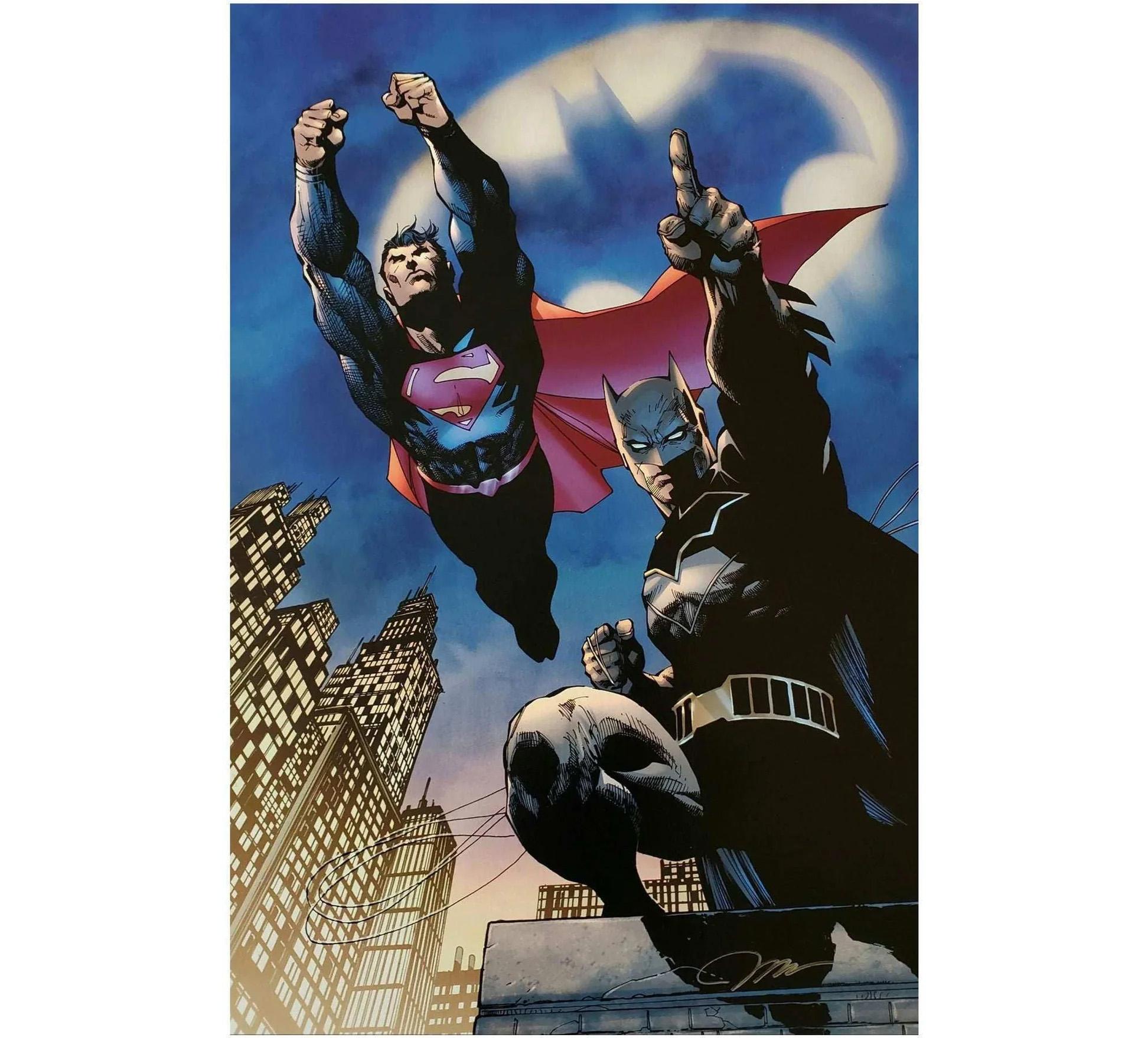 MEDIUM: Gicleé on Canvas
EDITION SIZE: 100
SIZE: 26″ x 17.5″
ARTIST:  Jim Lee
SKU: CP1597D

The original art for “Heroes Unite” was created for DC Comics' Batman #45. This image was issued as a variant cover to commemorate 80 continuous years of