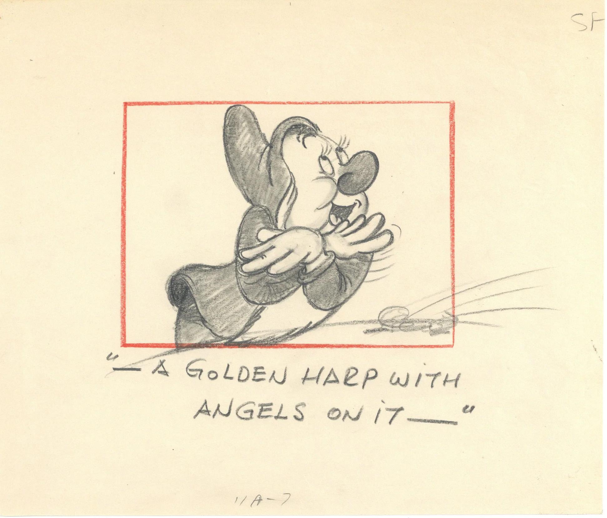 Snow White Original Production Drawing: Bashful - Art by Walt Disney Studio Artists