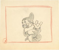 Vintage Snow White Original Production Drawing: Bashful
