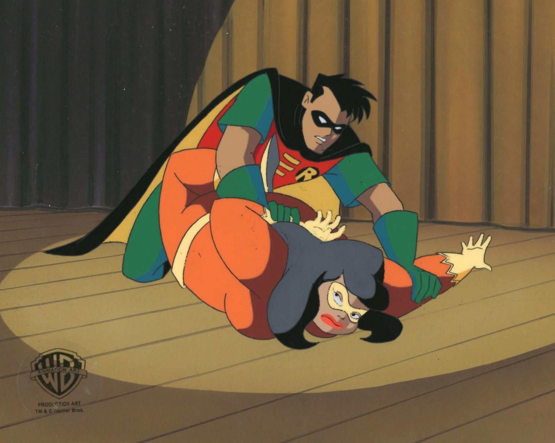 Batman The Animated Series Original Cel and Background: Robin, Mighty Mom - Art by DC Comics Studio Artists