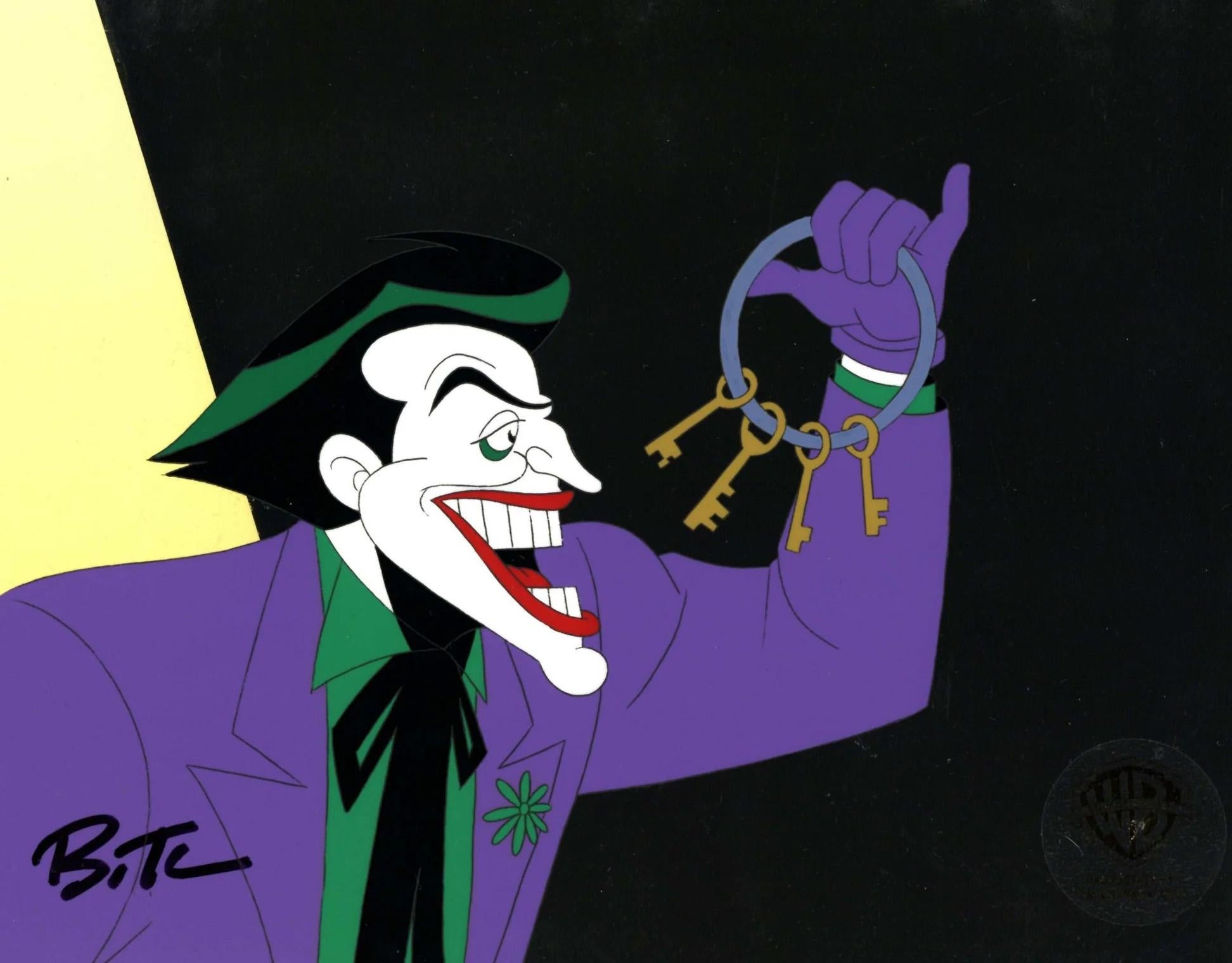 The New Batman Adventures Original Cel and Background signé Bruce Timm : Joker - Art de DC Comics Studio Artists