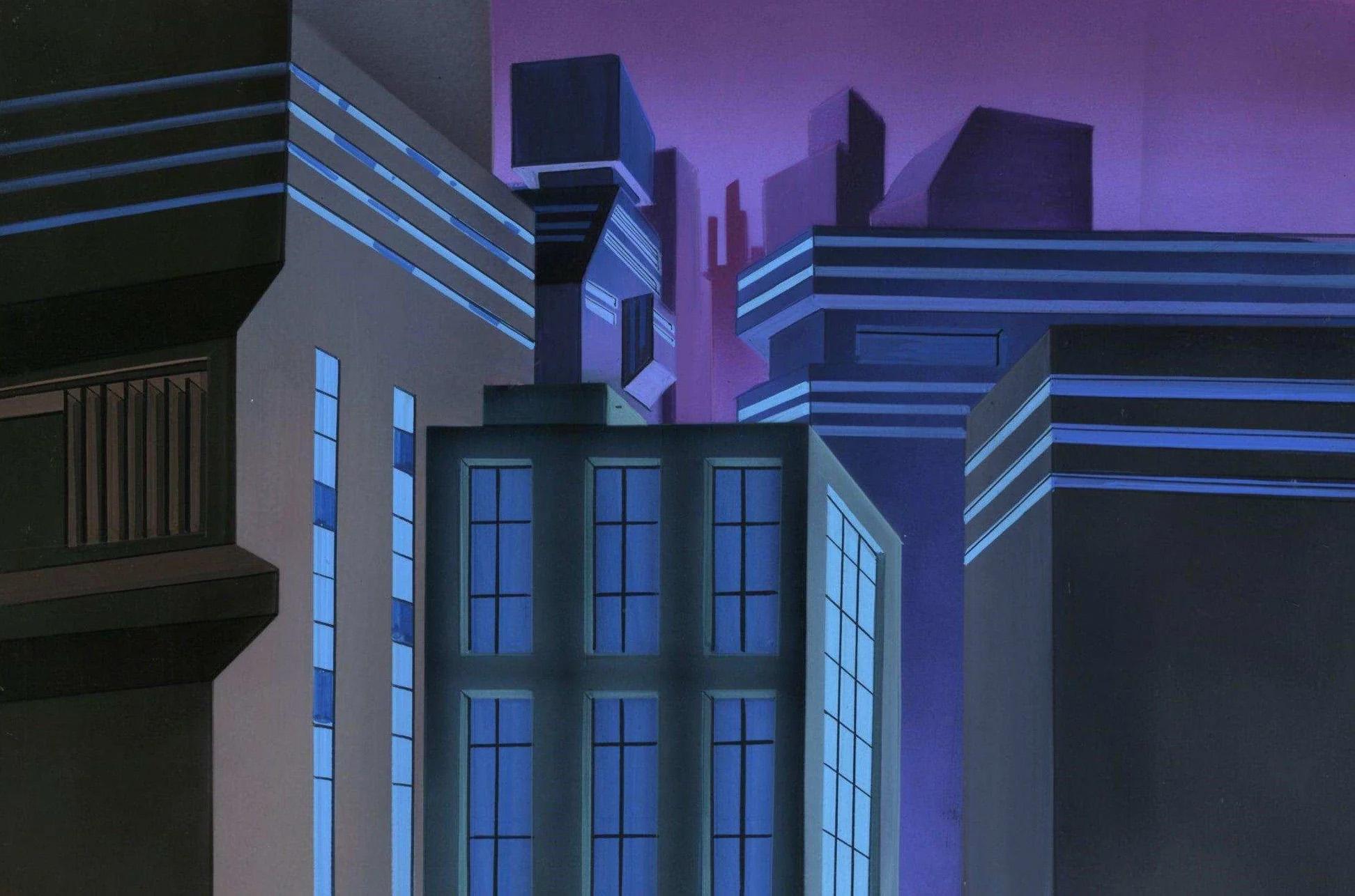 Batman Beyond Original Production Background With Matching Drawing - Art by DC Comics Studio Artists