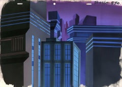 Batman Beyond Original Production Background With Matching Drawing
