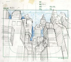 Batman Beyond Original Production Background With Matching Drawing