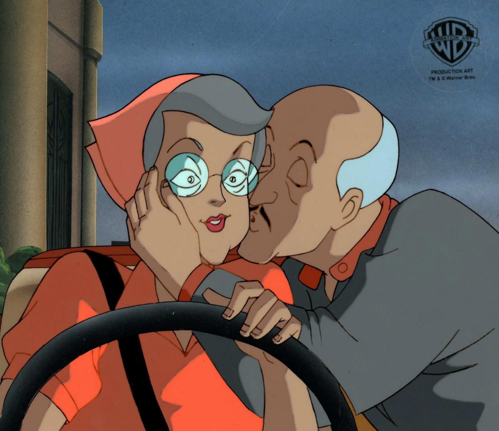 Batman The Animated Series Original Cel und Hintergrund: Alfred, Maggie-Seite – Art von DC Comics Studio Artists