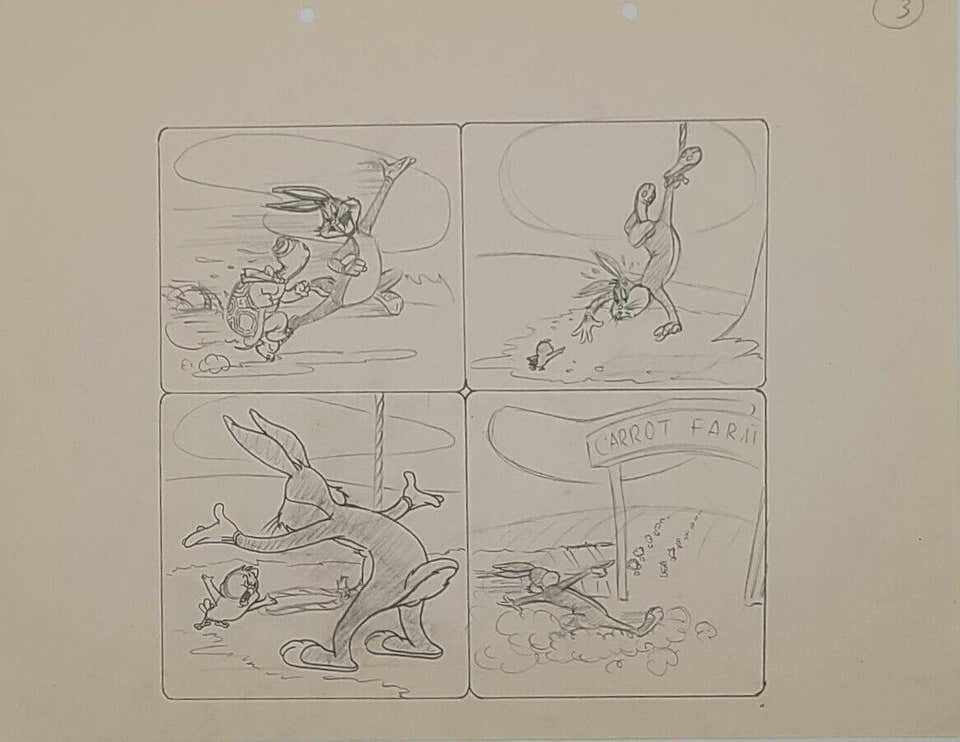 Robert McKimson Original Coloured Drawing By Bob McKimson 1951 Framed