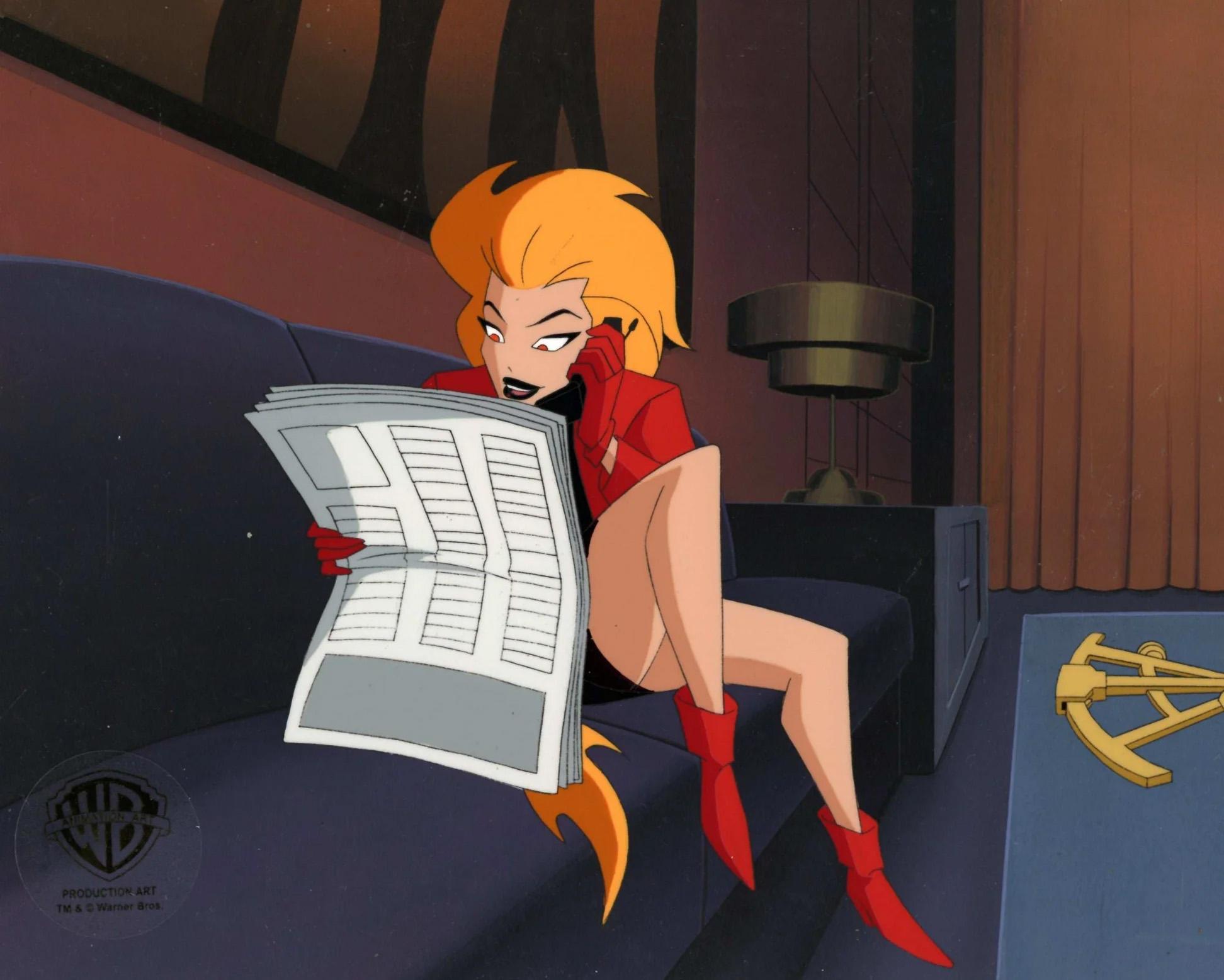 Superman the Animated Series Original Cel and Background: Volcana - Art by DC Comics Studio Artists