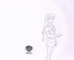 Superman Animated Series Original Cel with Drawing: Superman, Supergirl