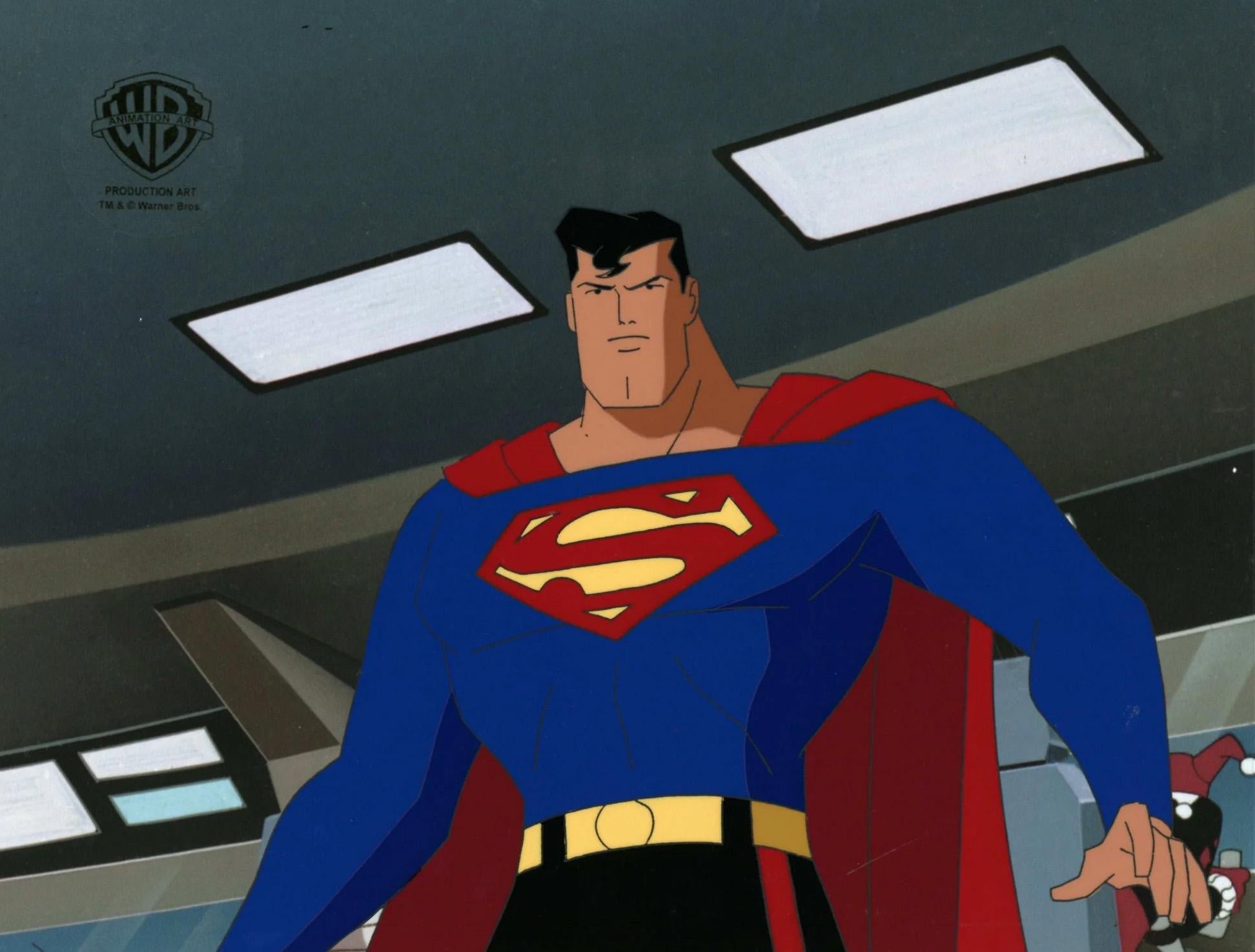 Superman Animated Series Original Cel with Matching Drawing: Superman - Art by DC Comics Studio Artists