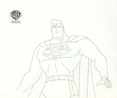Superman Animated Series Original Cel with Matching Drawing: Superman