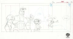 Teen Titans Original Production Drawing: Cyborg and Beast Boy