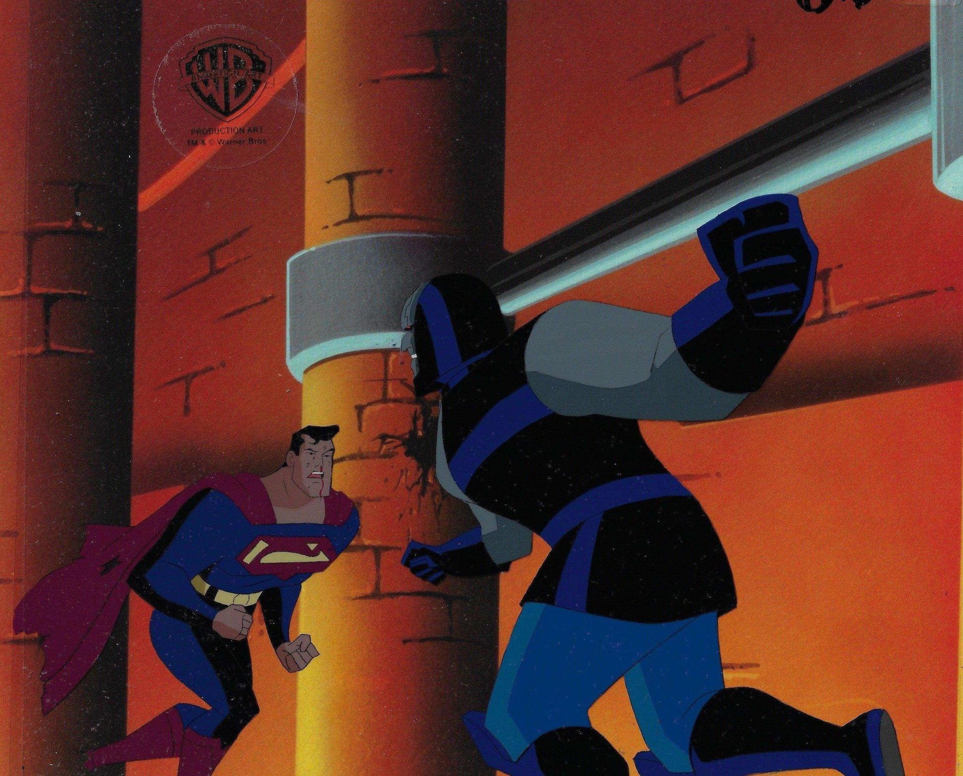 Superman the Animated Series Original Production Cel: Superman vs. Darkseid - Art by DC Comics Studio Artists