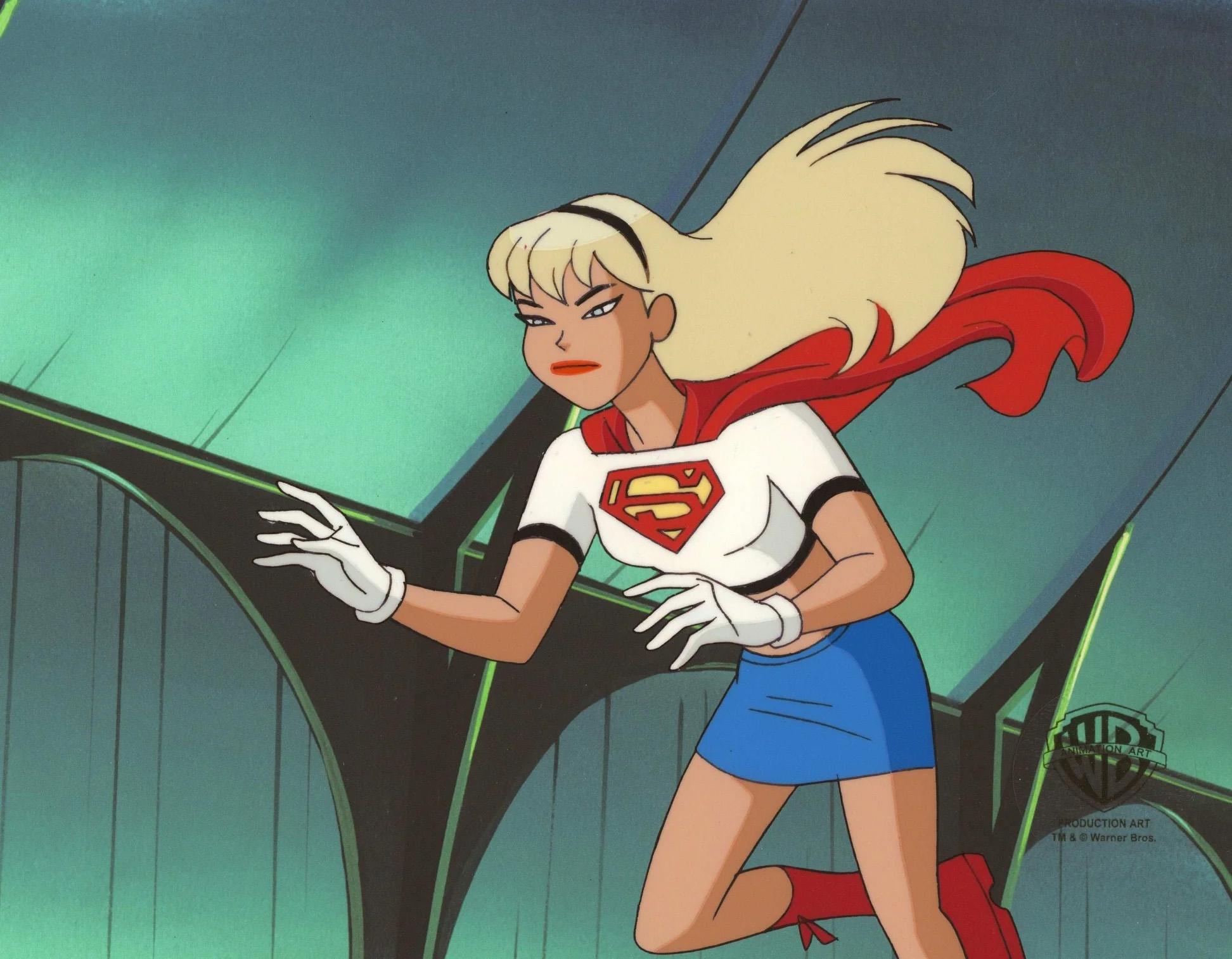 Superman the Animated Series Original Cel w/ Matching Drawing: Supergirl - Art by DC Comics Studio Artists