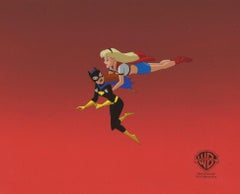 The New Batman Adventures Original Production Cel: Batgirl and Supergirl