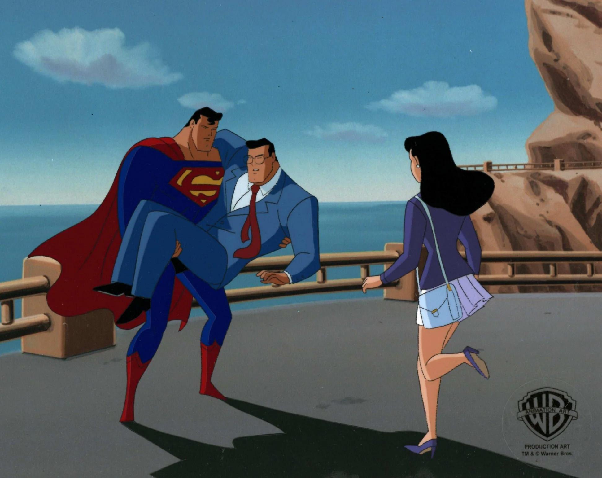Superman the Animated Series Original Production Cel: Bizarro, Clark Kent, Lois - Art by DC Comics Studio Artists