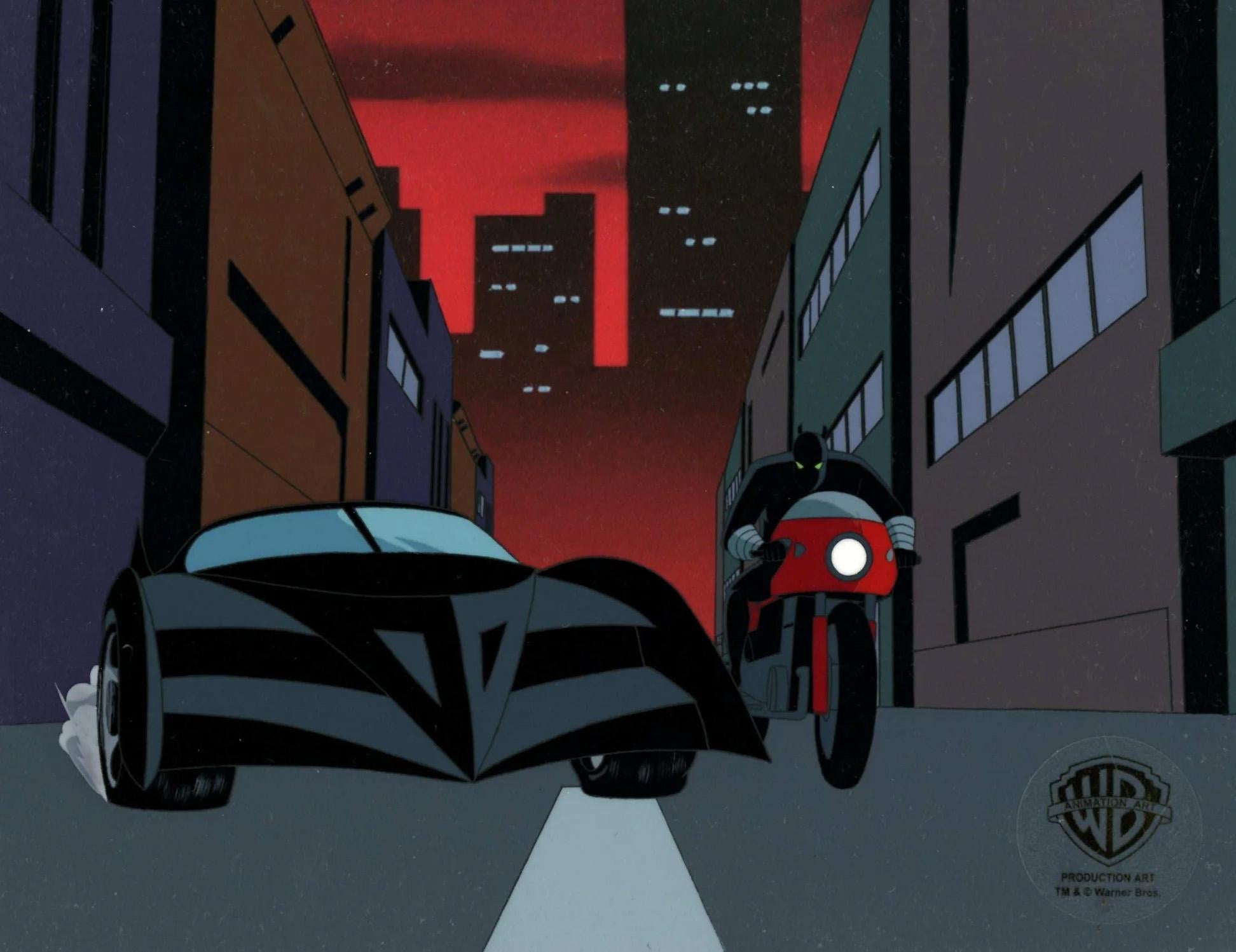 Original Produktion Cel: Batmobile und Cultist, „The New Batman Adventures“ – Art von DC Comics Studio Artists