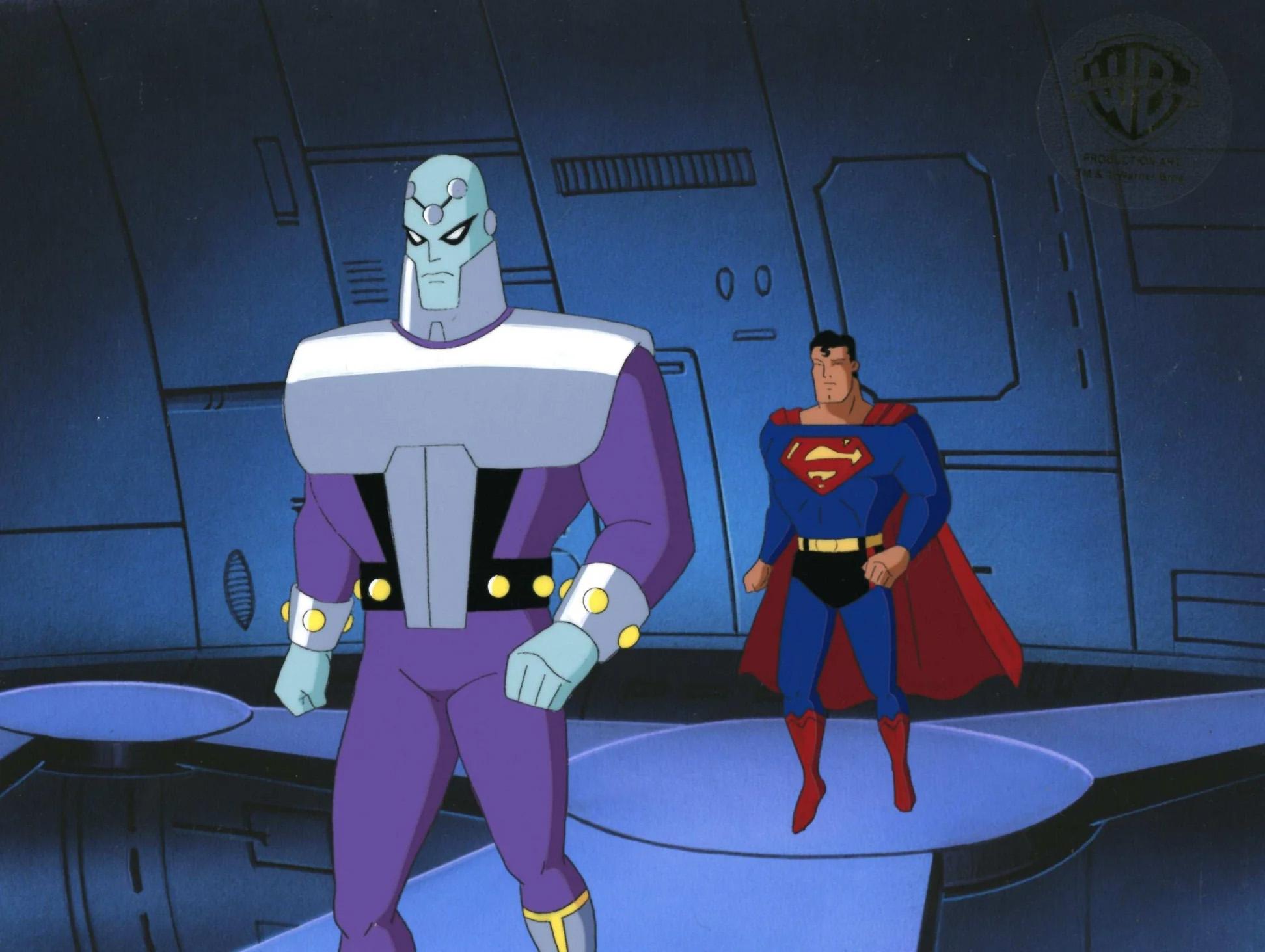 Superman the Animated Series Original Production Cel: Superman and Brainiac - Art by DC Comics Studio Artists