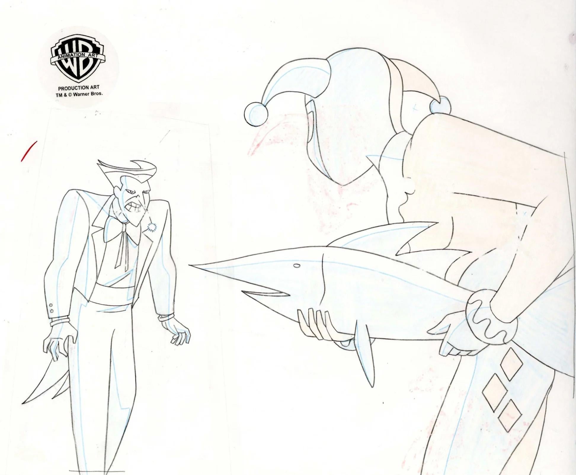 The New Batman Adventures Original Cel w/ Matching Drawing: Joker, Harley - Pop Art Art by DC Comics Studio Artists