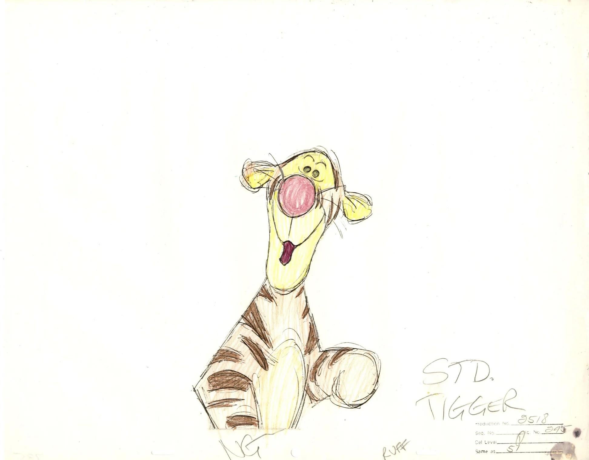 Disegni originali della produzione di Winnie the Pooh: Tigro, Roo, Sorella e Tagalong - Art di Walt Disney Studio Artists