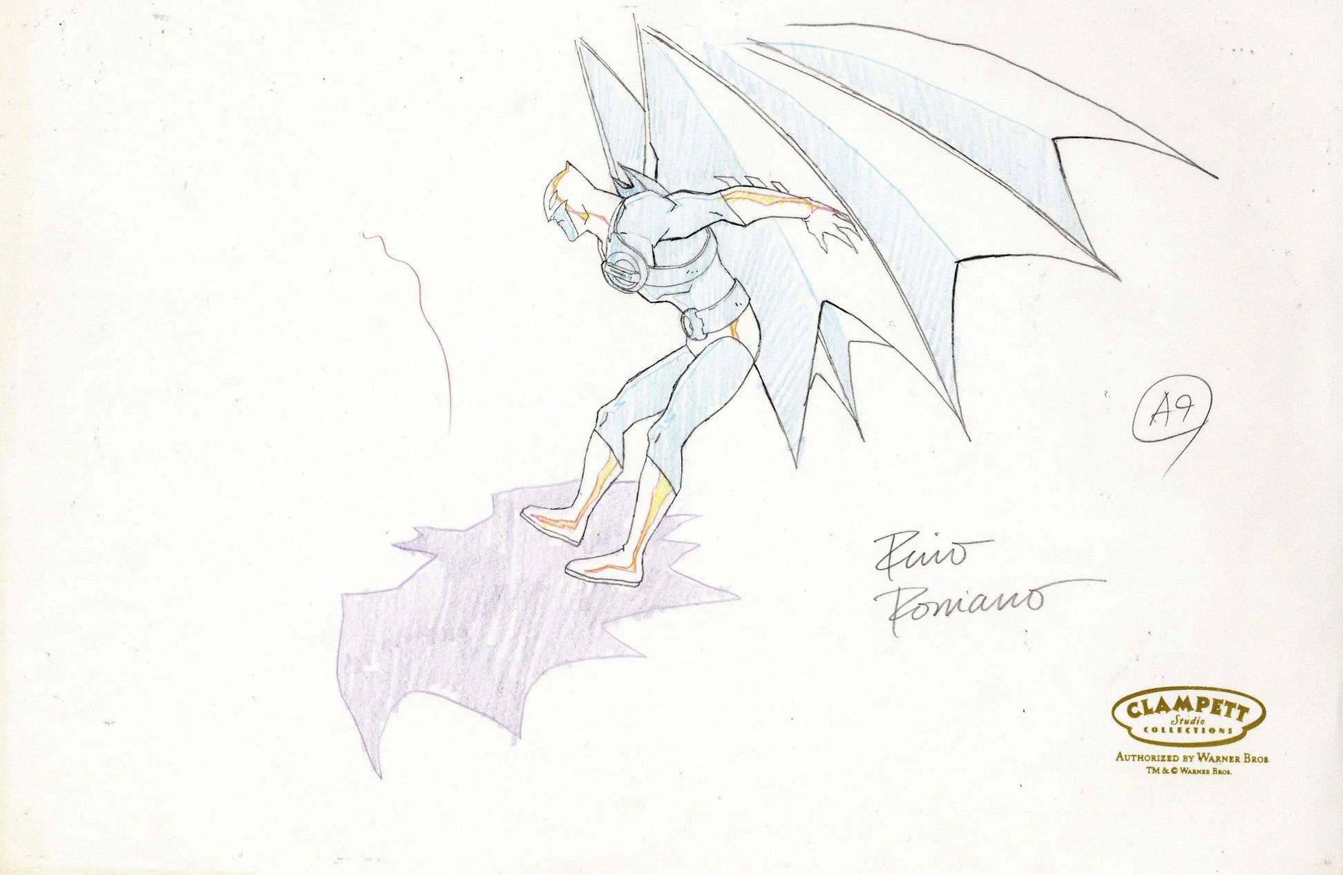 Le dessin original de la production de Batman signé par Rino Romano : Batman - Art de DC Comics Studio Artists