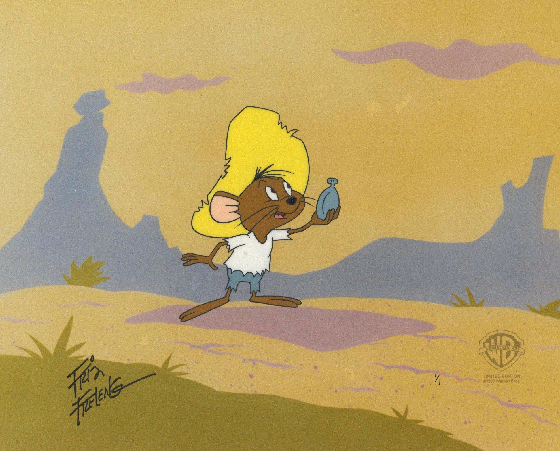 Looney Tunes Original Production Cel with Matching Drawing: Speedy Gonzales - Art by Friz Freleng