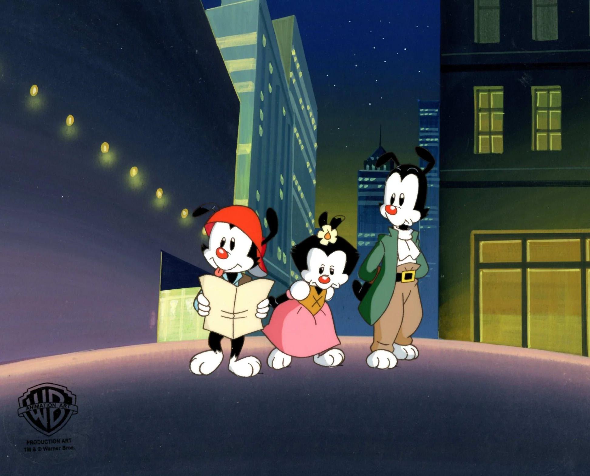 Animaniacs Original Production Cel on Original Background: Yakko, Wakko, and Dot - Art by Warner Bros. Studio Artists