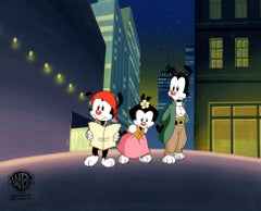 Animaniacs Original Production Cel on Original Background: Yakko, Wakko, and Dot