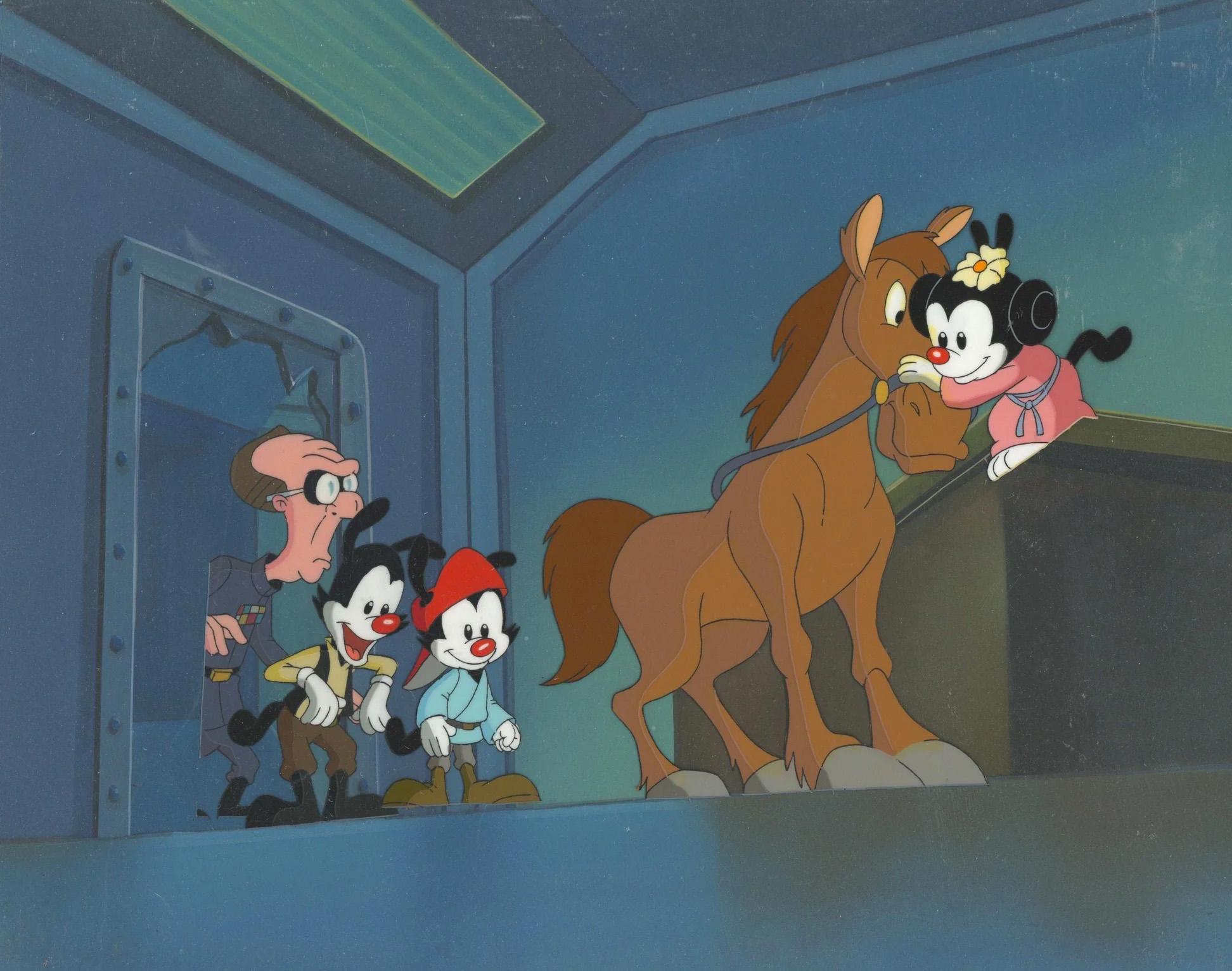 Pinky and the Brain Original Production Cel on Original Background: Star Warners - Art by Warner Bros. Studio Artists