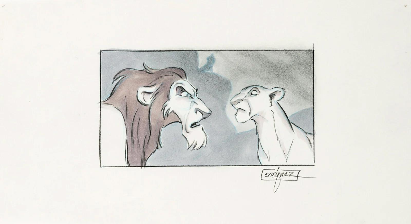 Lion King Storyboard Sequence (GROUP OF 9): Scar, Simba and Sarabi - Art by Thom Enriquez