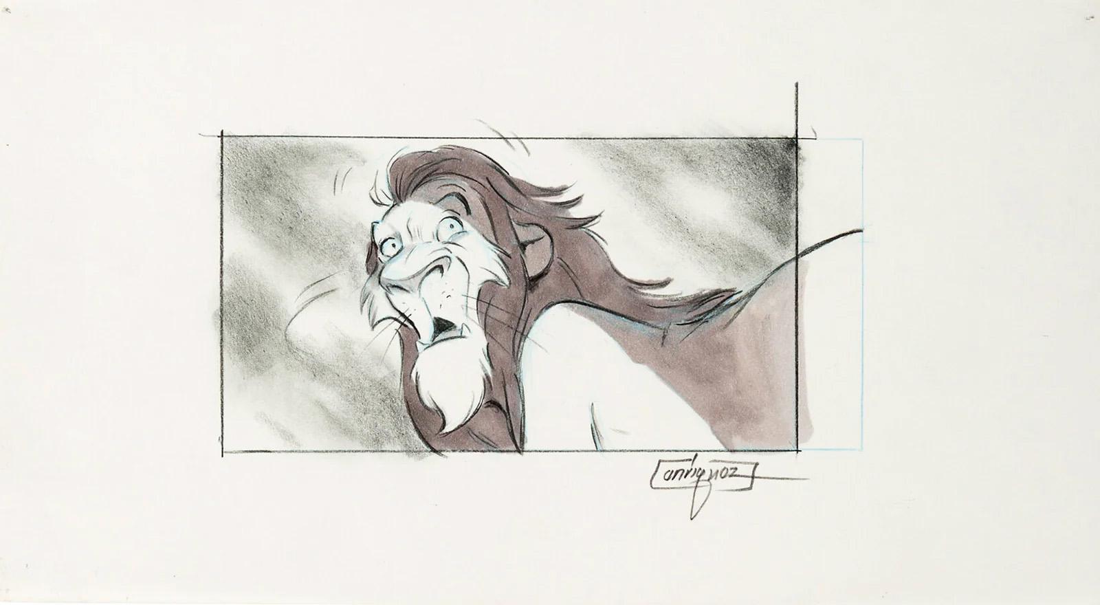 Lion King Storyboard Sequence (GROUP OF 9): Scar, Simba and Sarabi 1