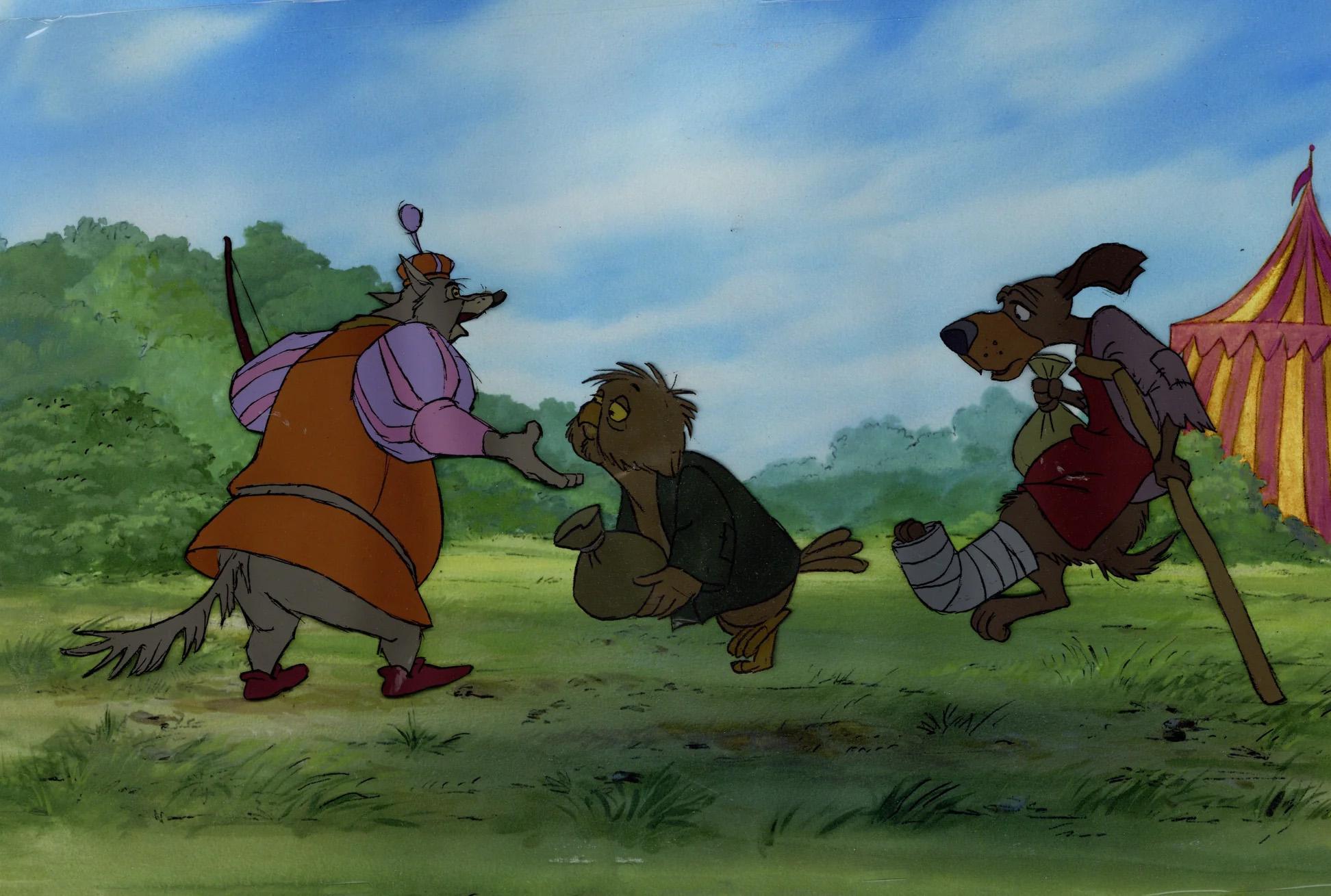 Robin Hood Original Production Cel: Sheriff of Nottingham and Tax Payers - Art by Walt Disney Studio Artists