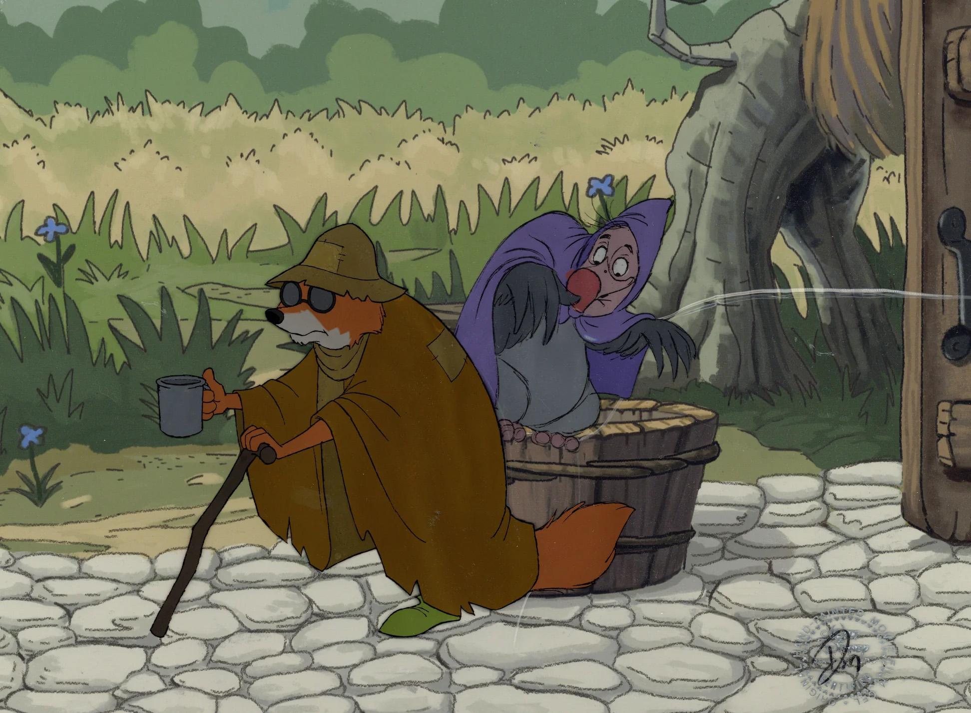 Robin Hood Original Production Cel: Nutsy and Robin Hood - Art by Walt Disney Studio Artists