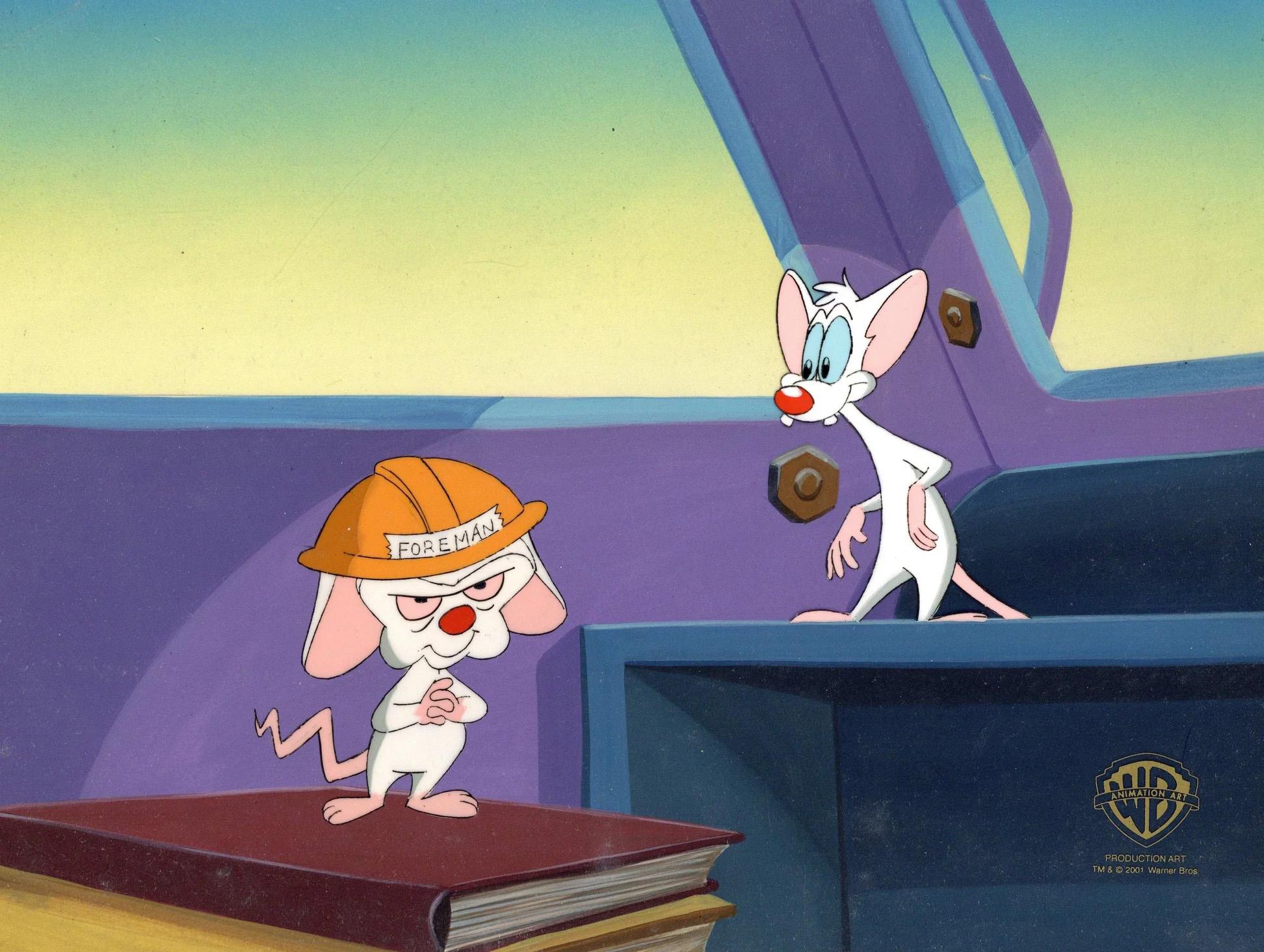 Cel di produzione originale di Animaniacs su sfondo originale: Pinky, Brain - Art di Warner Bros. Studio Artists