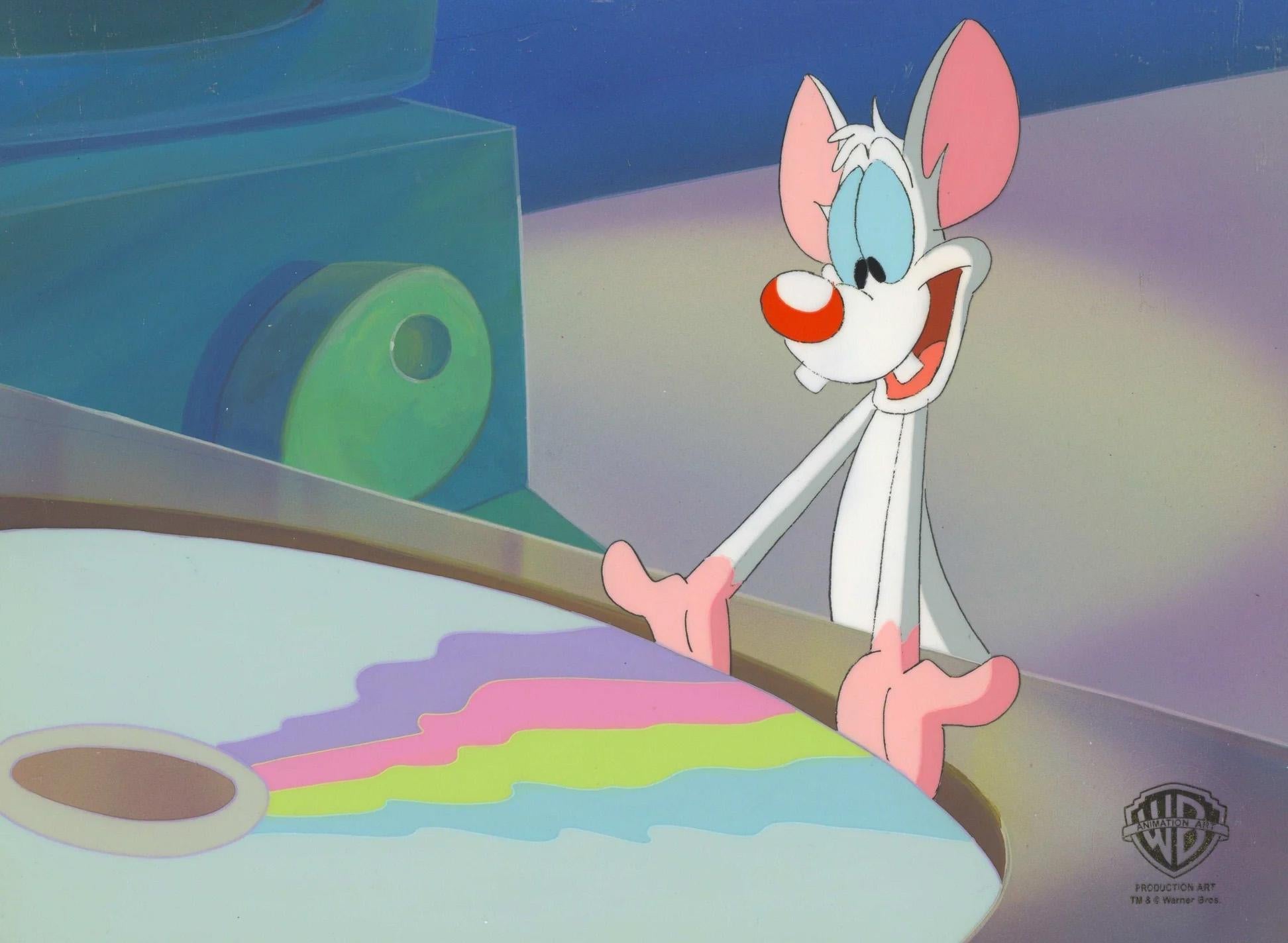 Pinky And The Brain Original Production Cel on Original Background: Pinky - Art by Warner Bros. Studio Artists