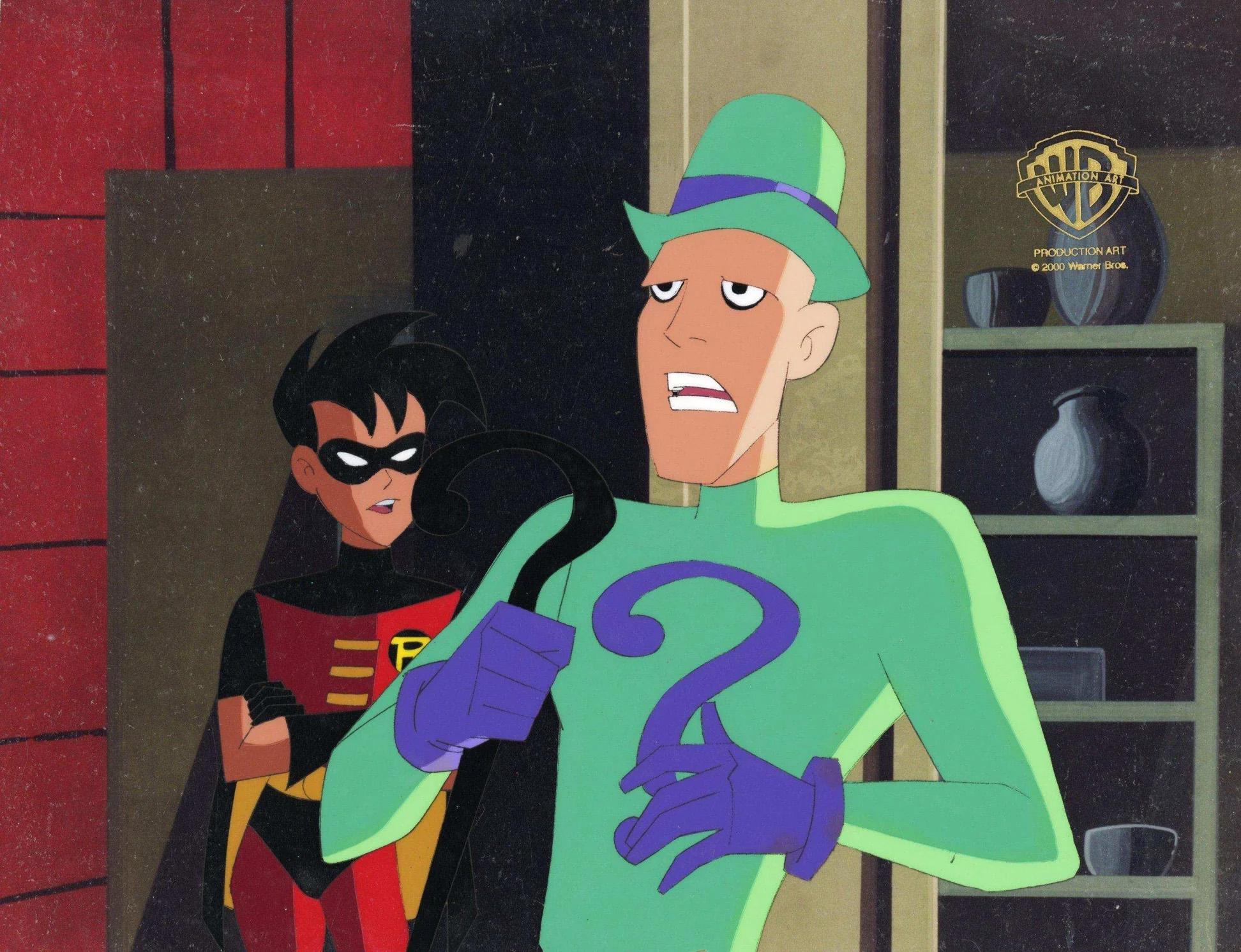 Superman the Animated Series Original Production Cel: Robin and The Riddler - Art by DC Comics Studio Artists
