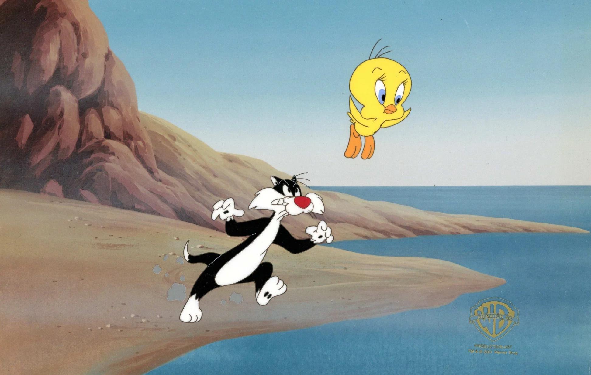 Looney Tunes Original Production Cel: Sylvester and Tweety Bird - Art by Warner Bros. Studio Artists
